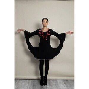 Sohung Design AvantGarde ITY Black Sculptural Zipper Fun Original Crazy Dress XS